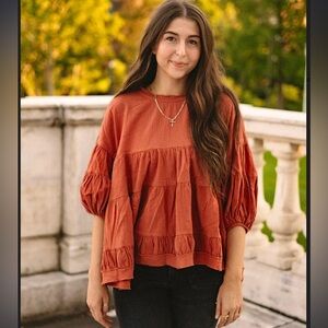 EUC Newbury Kustom FALL AT LAST RUST BLOUSE, large